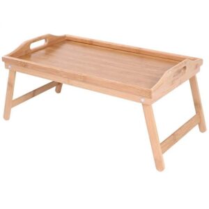 Vassoio Pieghevole da Letto in Legno di Bambù da 50x30x21 cm