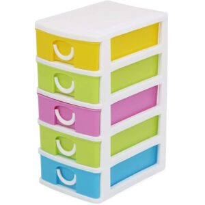 Cassettiera in Plastica a Torre con 5 cassetti colorati