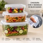 Chiusura ermetica con 4 maniglie Contenitori alimenti ermetici con 4 maniglie di bloccaggio e chiusura sicura per conservare cibi freschi