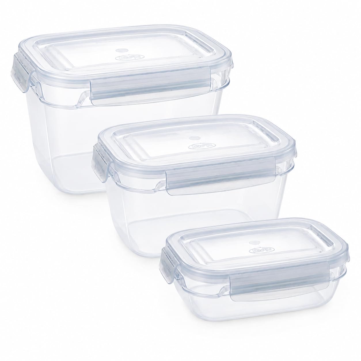Set contenitori alimenti con coperchio Set 3 contenitori alimenti rettangolari trasparenti con coperchio ermetico per cucina e dispensa