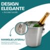 Secchiello portaghiaccio acciaio lucido con maniglie laterali e design elegante