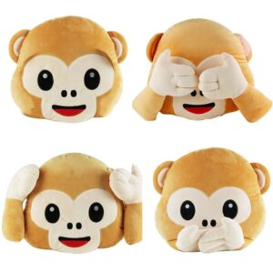 Set 4 Cuscini Peluche Scimmia da 30x11x33 cm