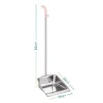 Paletta raccogli immondizia in metallo zincato alta 86 cm con vaschetta larga 26 cm e manico ergonomico rosa