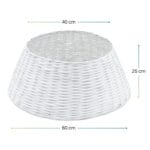 misure-gonna-copribase Gonna copri base albero di Natale in vimini bianco Ø40-60 cm altezza 25 cm con misure indicate