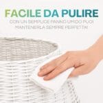 pulizia-gonna-copribase Gonna copri base albero di Natale in vimini bianco pulita con panno umido, facile da mantenere