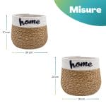Cestino rotondo in corda con scritta Home, dimensioni 24x21 cm, organizer multiuso Cestino rotondo in corda con scritta Home, dimensioni 30x24 cm, portaoggetti casa