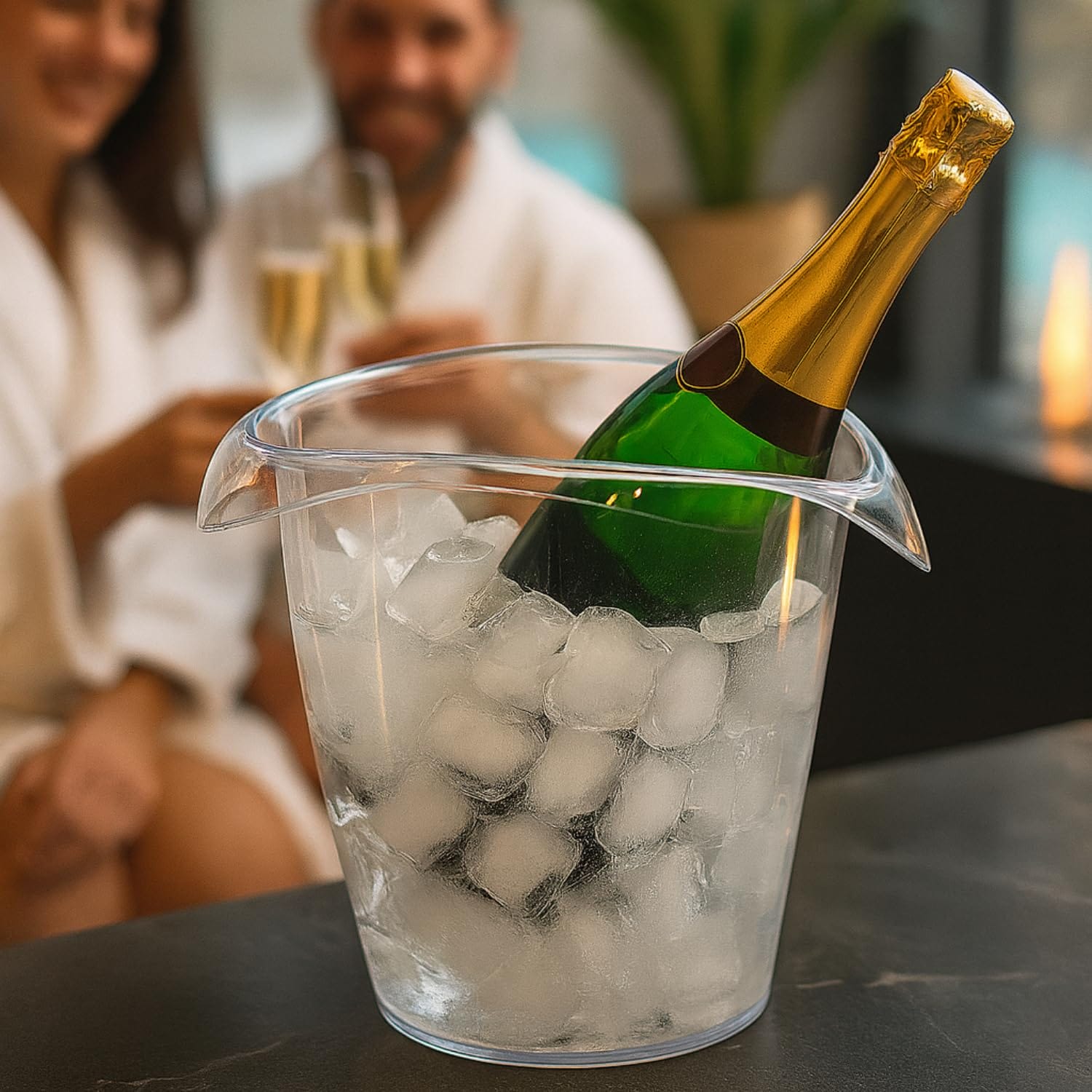 Portabottiglie vino spumante in plastica trasparente 27x24 cm infrangibile