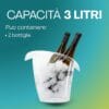 Secchiello ghiaccio 3 litri plastica trasparente per 2 bottiglie vino