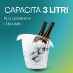 Secchiello ghiaccio 3 litri plastica trasparente per 2 bottiglie vino