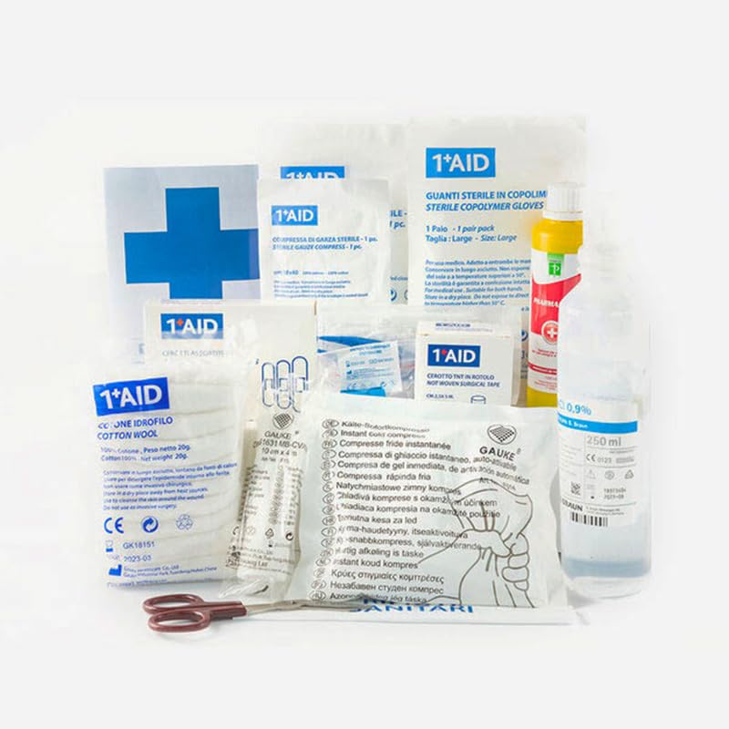 Kit pronto soccorso Paluplus Allegato 2 con garze, disinfettanti e guanti sterili