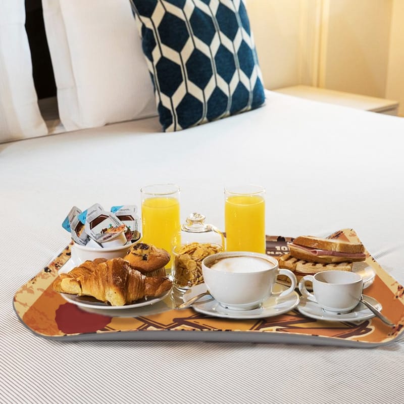 Vassoio rettangolare 41x28x2,5 cm in melamina con grafica vintage per uso domestico