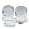 Set 18 piatti quadrati in porcellana bianca decorati per 6 persone
