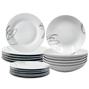 Set 18 piatti rotondi in porcellana