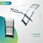 Stendibiancheria richiudibile con dimensioni 194x58x108 cm Stendibiancheria richiudibile in resina con misure aperto e chiuso, ali laterali e struttura salvaspazio