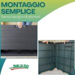 Montaggio semplice del baule da giardino antracite in resina, senza bisogno di attrezzi, Made in Italy