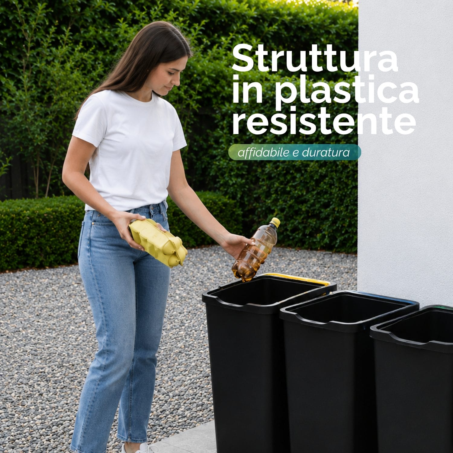 Pattumiere Resistenti per Raccolta Differenziata Pattumiere in plastica resistente per raccolta differenziata domestica con coperchio
