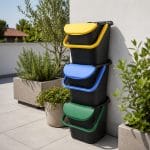 Pattumiere a Torre per Raccolta Differenziata Set 3 pattumiere impilabili per raccolta differenziata da 30 litri con coperchio colorato