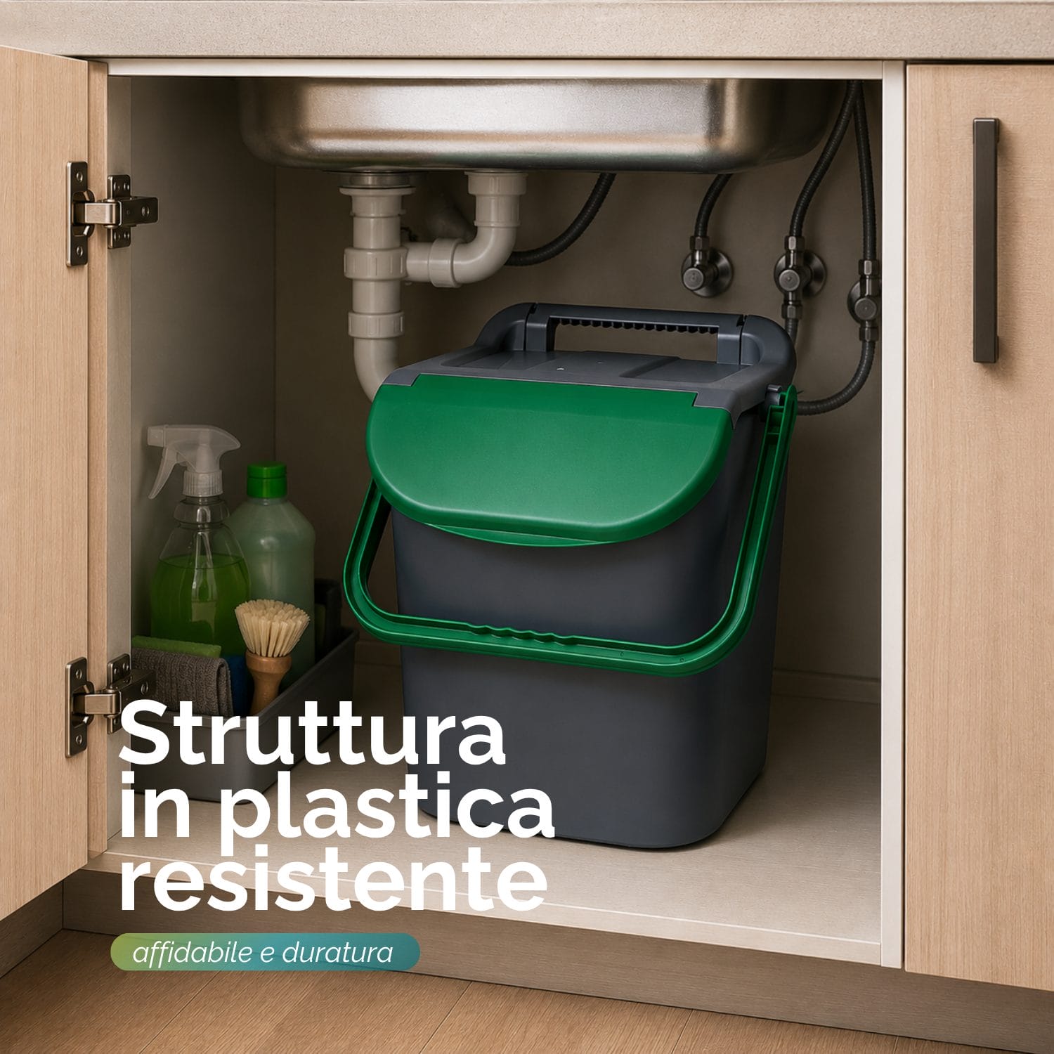 Pattumiera Impilabile Salvaspazio Pattumiera impilabile da 30 litri per raccolta differenziata in plastica resistente