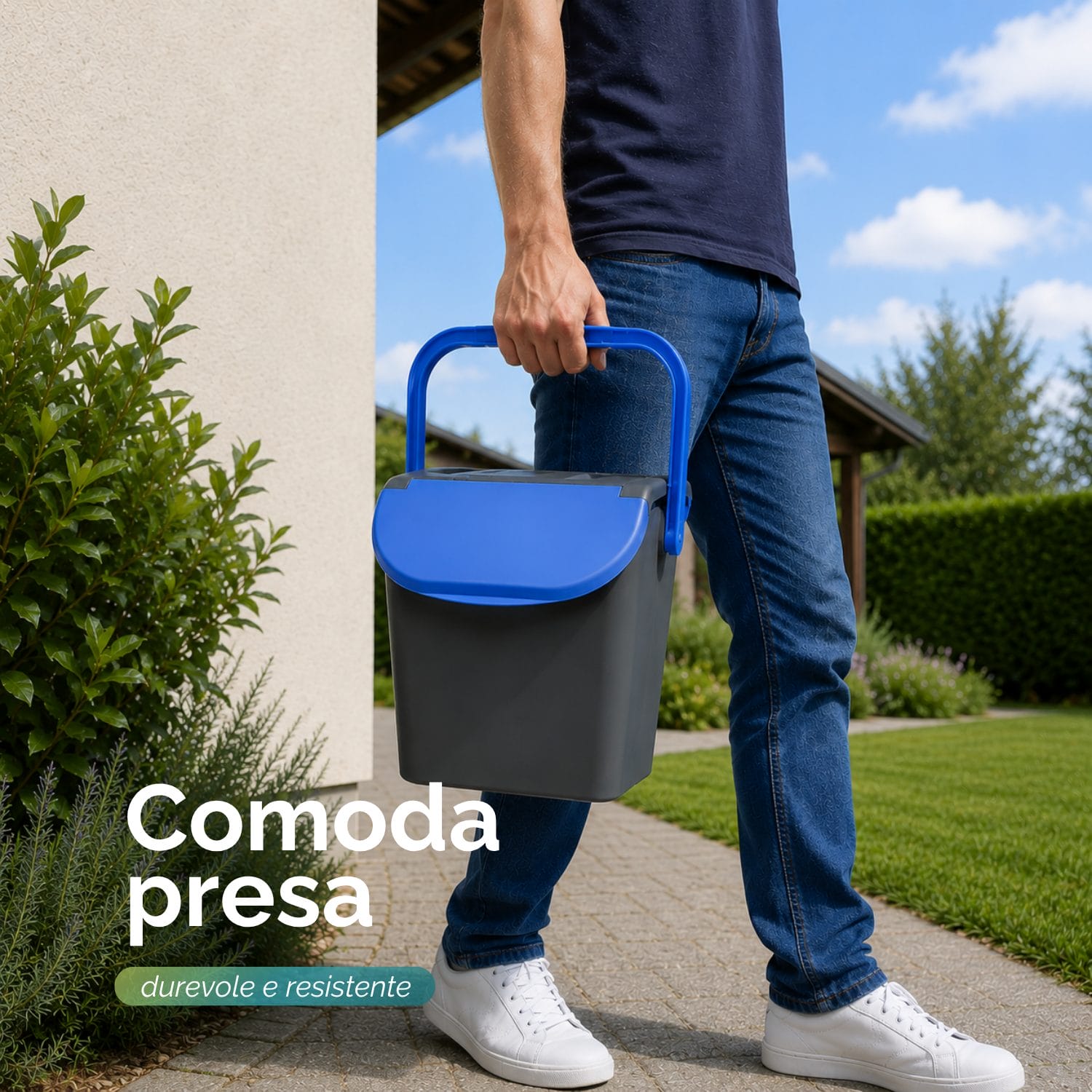 Pattumiera con Comoda Presa Pattumiera con doppia maniglia ergonomica per raccolta differenziata facile da trasportare
