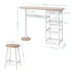 Dimensioni Tavolo Penisola con Sgabelli Tavolo penisola cucina con sgabelli dimensioni 119x38,5x88,5 cm e ripiani contenitori