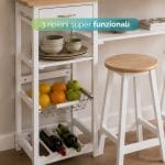 Ripiani e Portabottiglie Integrati Penisola cucina con ripiani portaoggetti cestello estraibile e portabottiglie integrato
