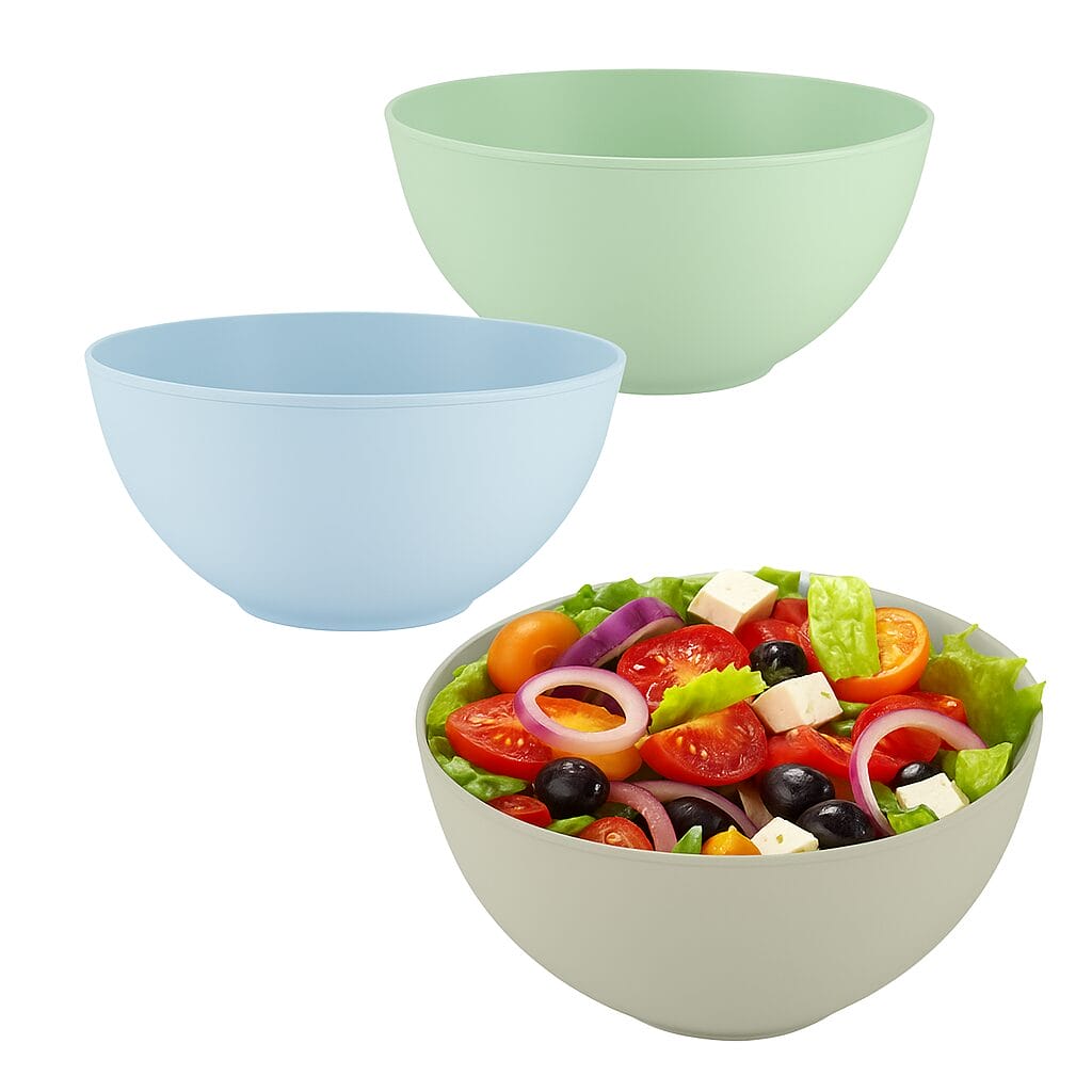 Set insalatiere 2 litri in plastica colorata beige, azzurro e verde menta