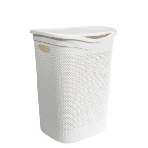 Cesto Portabiancheria Effetto Rattan in Plastica con Coperchio