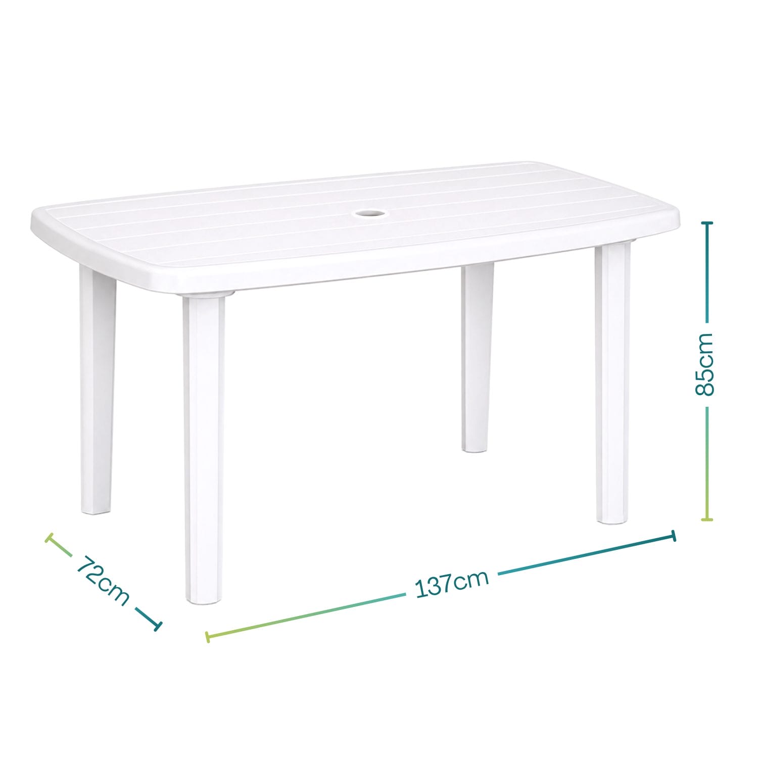 tavolo ovale misura Tavolo giardino plastica 137x72x85 cm con foro ombrellone