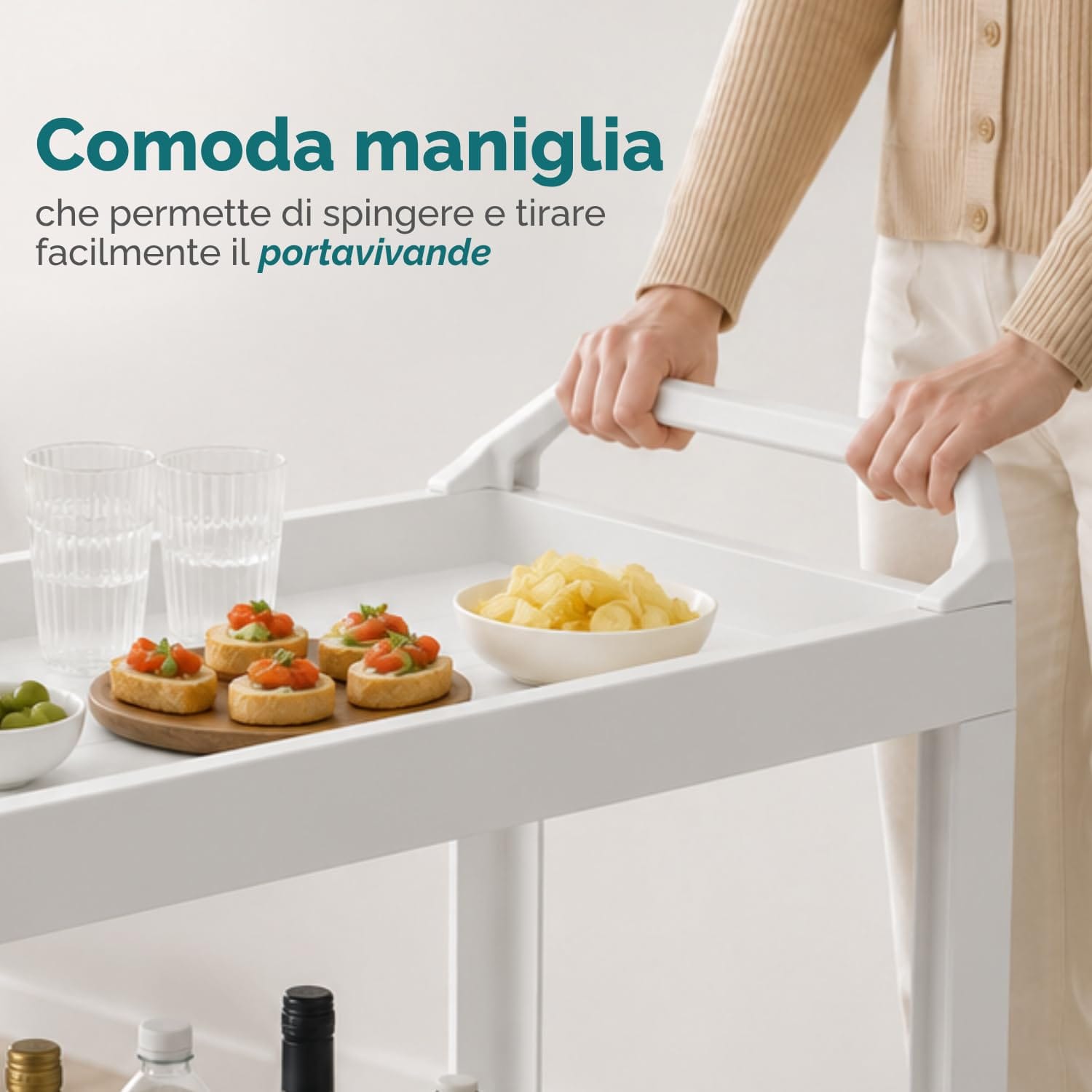Maniglia Comoda per Trasporto Maniglia ergonomica del carrello portavivande per trasporto pratico e sicuro