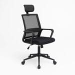 Sedia per smart working ufficio nera con supporto lombare e schienale in rete