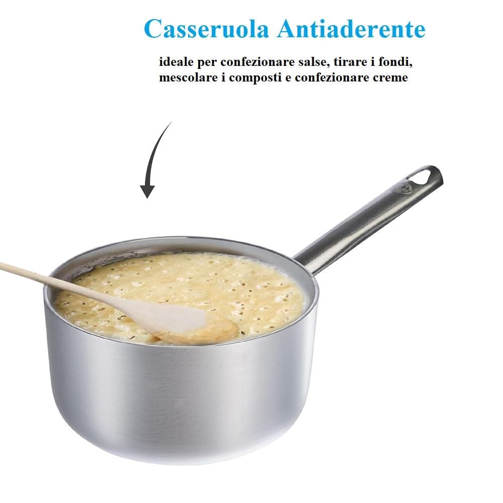 casseruola alta in alluminio antiaderente 18 cm professionale con manico in acciaio inox