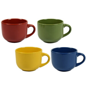 Set 4 Tazze mug colorate da 450 ml in porcellana