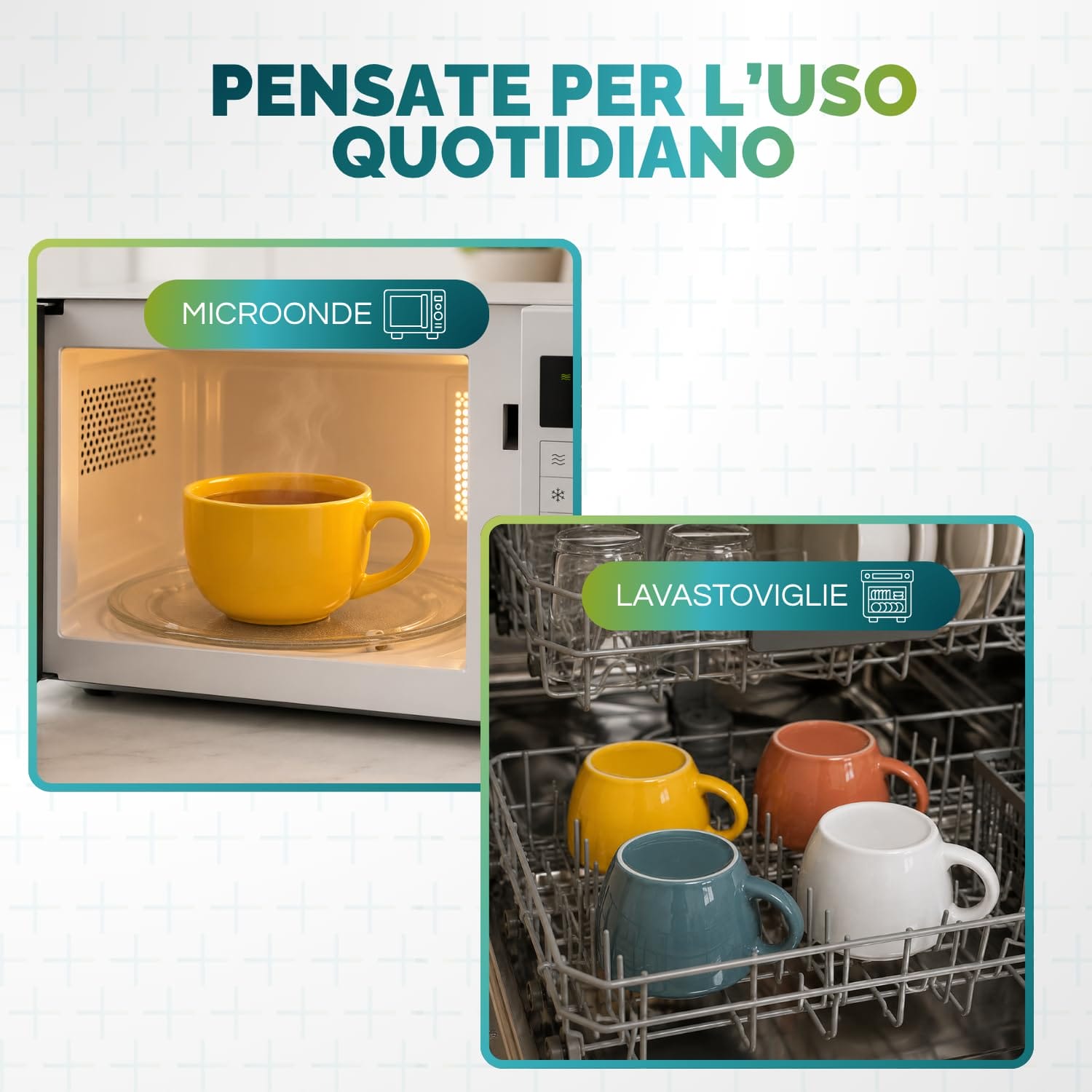 Tazze da latte adatte a microonde e lavastoviglie Tazze da latte colorate in porcellana utilizzate nel microonde e posizionate nel cestello della lavastoviglie