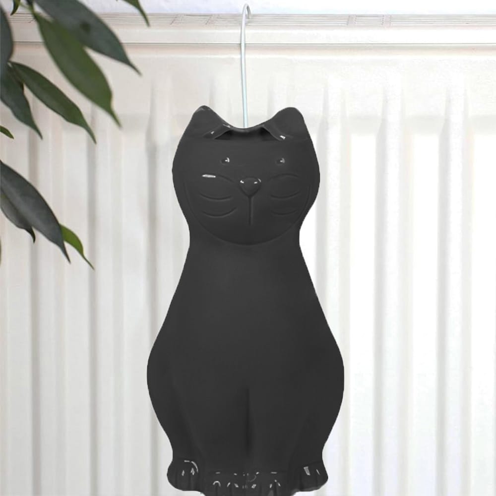evaporatore-gatto umidificatore per termosifone a forma di gatto nero in ceramica con gancio a S