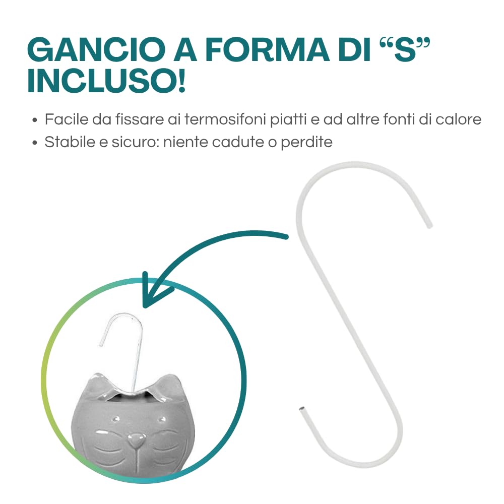 Gancio a S incluso per evaporatore d’acqua da termosifone, facile da fissare e stabile su caloriferi