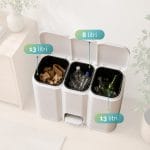 Pattumiera 34 litri con 3 contenitori separati Pattumiera per raccolta differenziata con vani da 13, 8 e 13 litri per una capacità totale di 34 litri