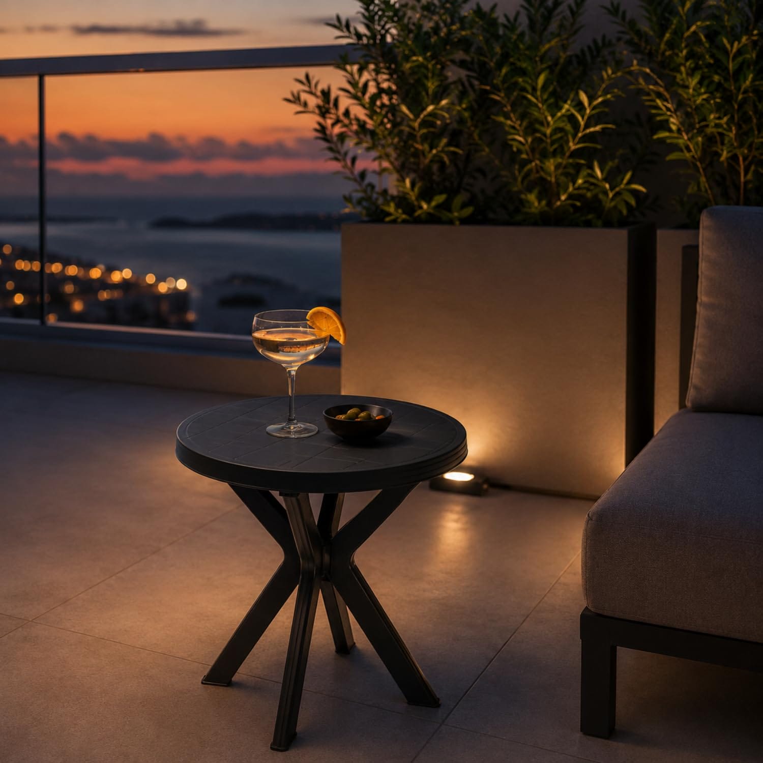 Tavolino DON per Terrazza e Outdoor Tavolino rotondo DON antracite per esterno su terrazza ideale per aperitivi e relax