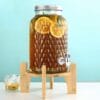 Dispenser vetro 5,6L con rubinetto cromato e base in bamboo