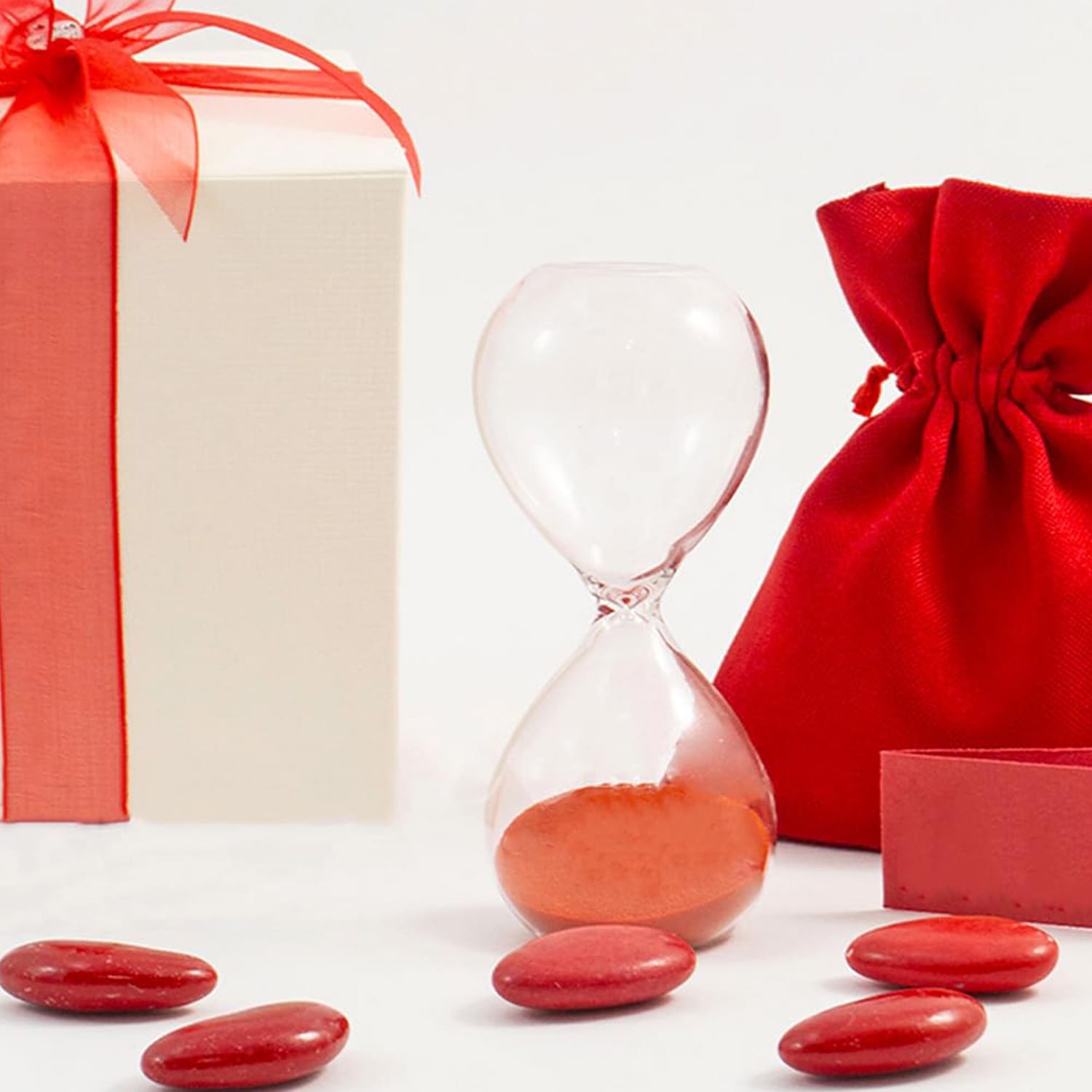 Clessidra decorativa in vetro con sabbia arancione, idea bomboniera matrimonio