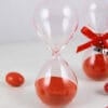 Mini clessidra in vetro con sabbia arancione per bomboniere eleganti