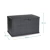 misure - baule 78x55x52 Baule in resina antracite 170L effetto legno con misure 78x55x52 cm per esterno