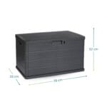 misure - baule 78x55x52 Baule in resina antracite 170L effetto legno con misure 78x55x52 cm per esterno