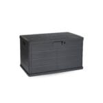 baule 78x55x52 Baule da giardino antracite 170L in resina effetto legno, impermeabile e chiusura lucchettabile