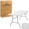 Tavolo pieghevole a valigia 180x71x74 cm bianco, per catering, giardino, eventi e campeggio