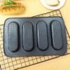 Teglia forata antiaderente 4 stampi da 7x17 cm per panini e baguette