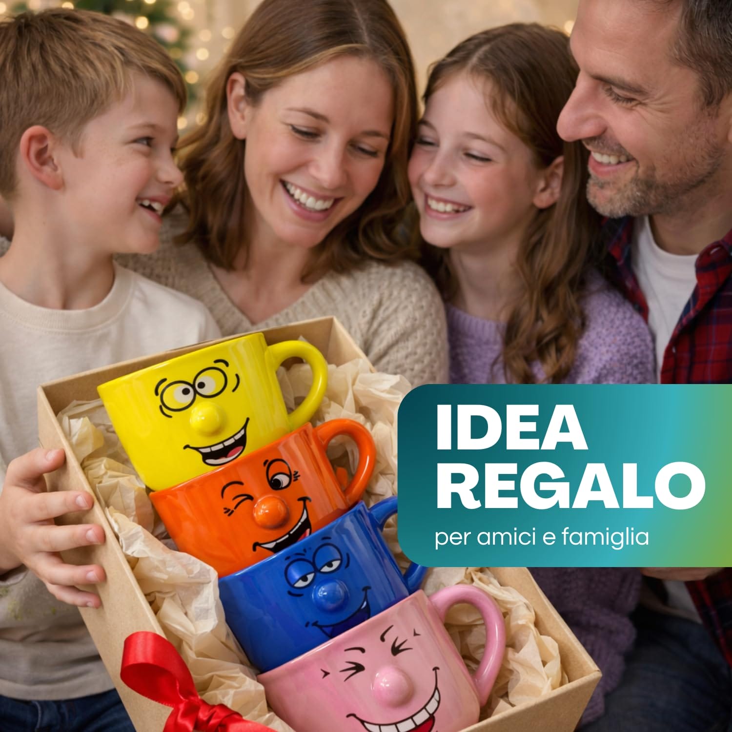 tazze-faccine-idea-regalo Set tazze colazione colorate con faccine per latte cappuccino e bevande calde