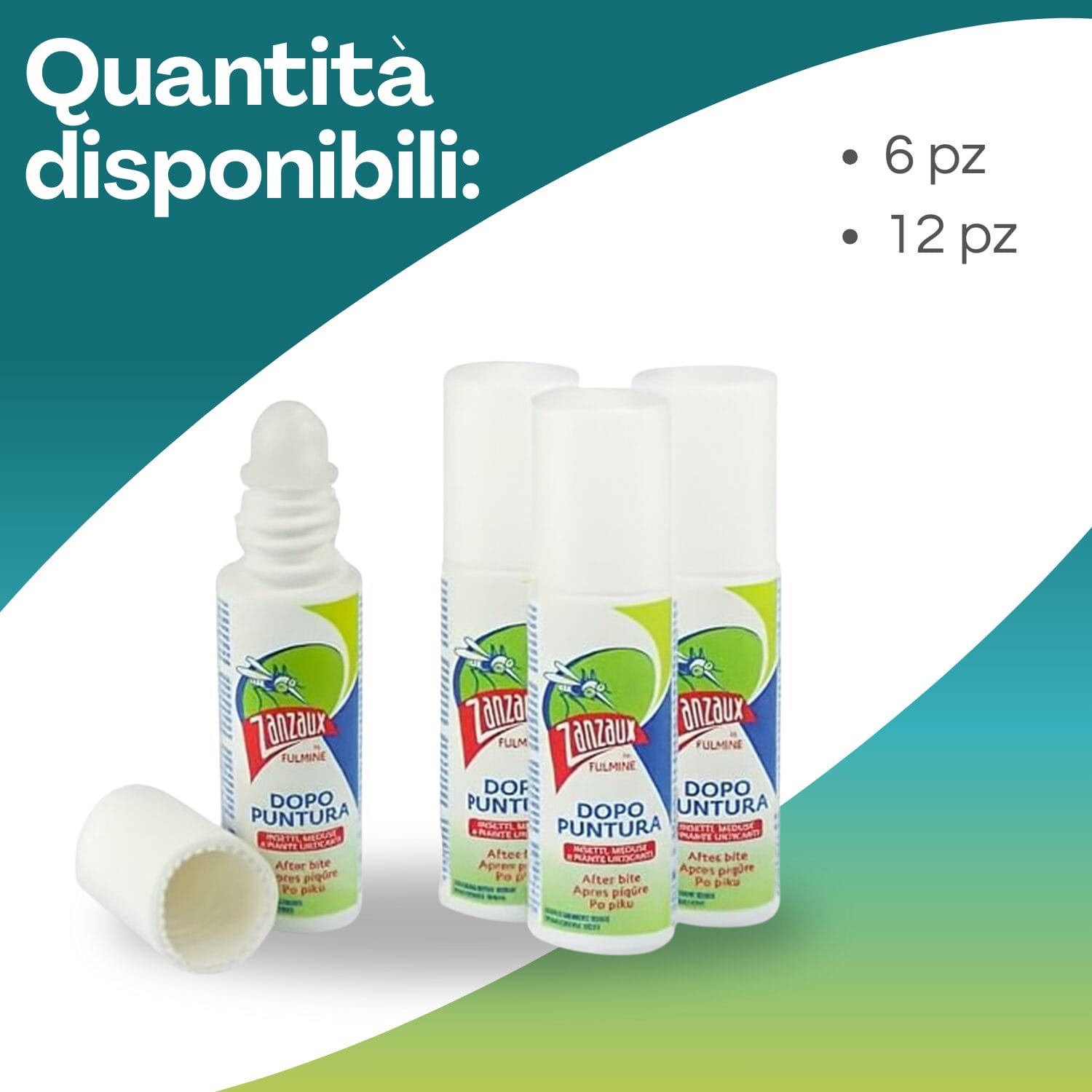 Stick dopo puntura Zanzaux Fulmine Roll-on 20ml da 6 oppure 12 pezzi
