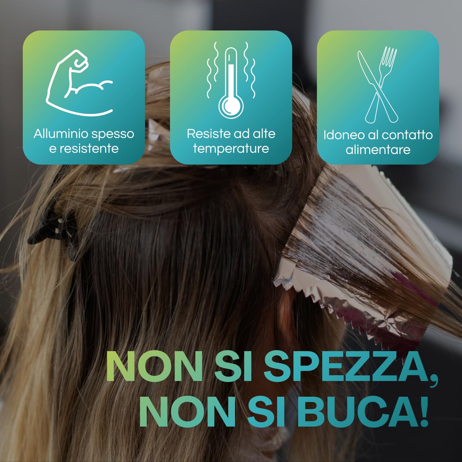 Alluminio spesso e resistente, adatto al contatto alimentare e alte temperature