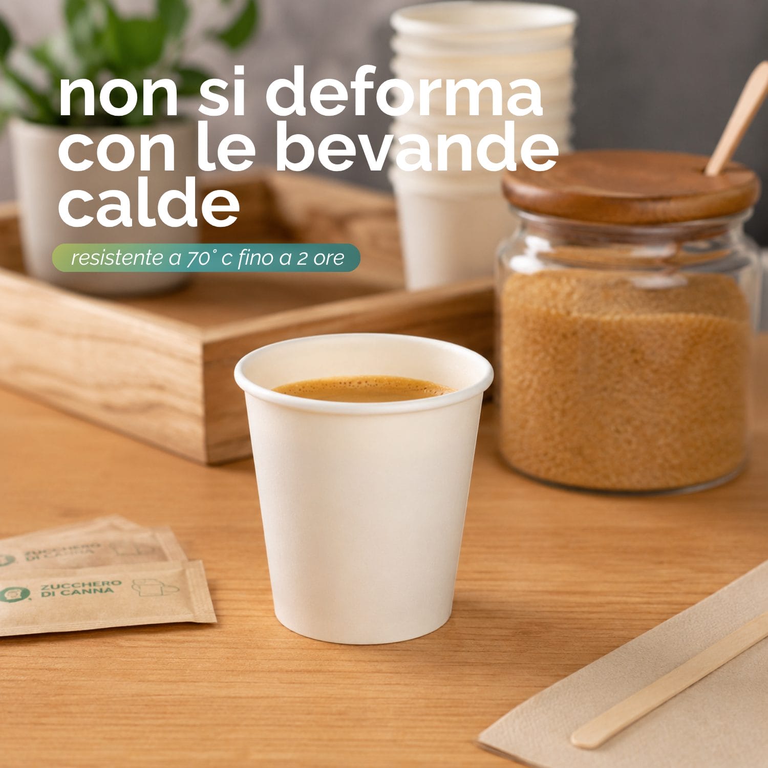 Bicchiere in carta per bevande calde resistente alle alte temperature e ideale per caffè
