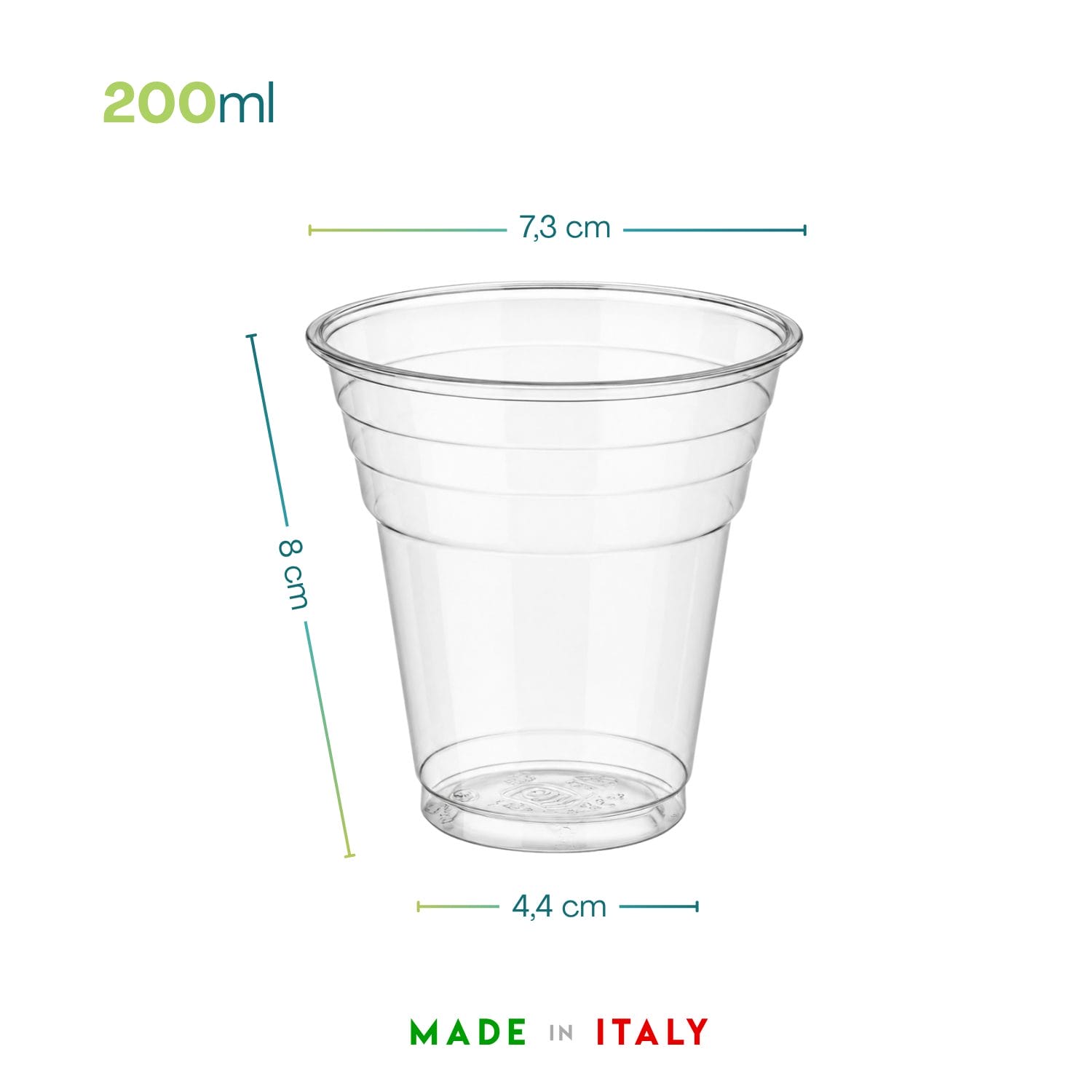 Bicchiere Kristal trasparente da 200 ml con misure e produzione Made in Italy